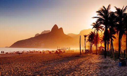 Ipanema beach in Rio de Janeiro on a gorgeous sunset
