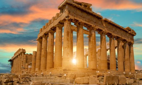 parthenon athens greece sunset colors for background