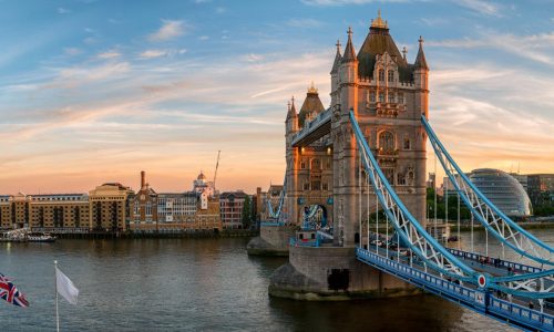 Tower Bridge panorama during sunset