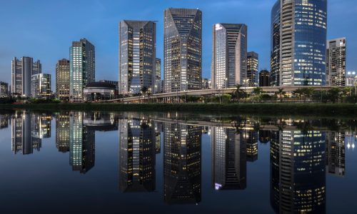 City skyline in Marginal Pinheiros, Sao Paulo, Brazil