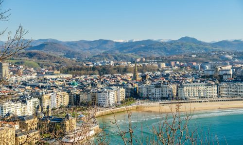 View of City and  Bay of La Concha from Monte Urgull , Donostia-San Sebastián, Spain