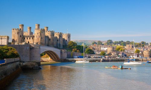 Famous Conwy Castle in Wales, United Kingdom, series of Walesh castles